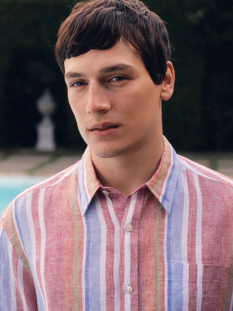 Multicolored striped - Long sleeve - Signature shirt made from 100% linen