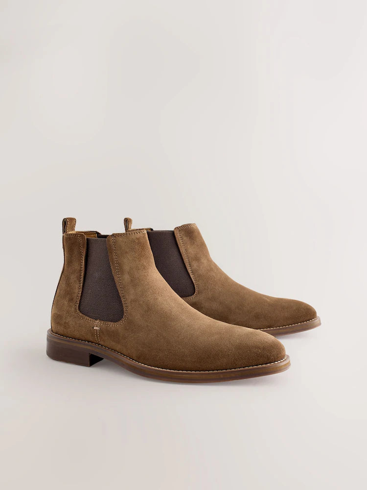 Hellbraun - Chelsea-Stiefel aus Veloursleder