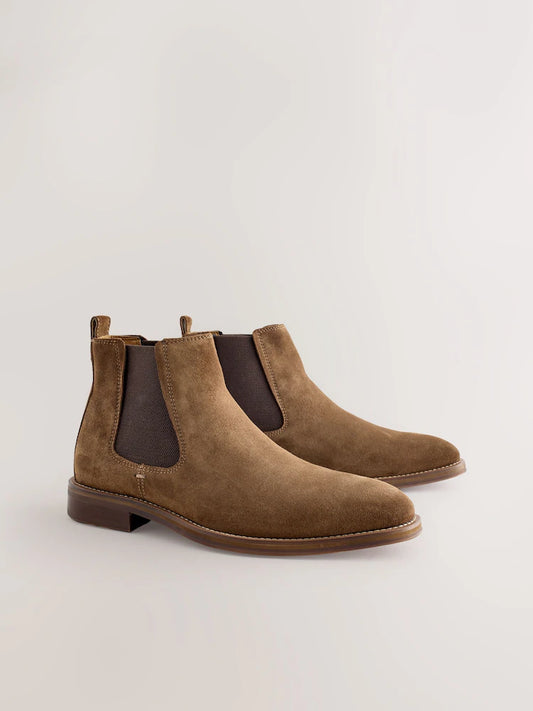 Hellbraun - Chelsea-Stiefel aus Veloursleder