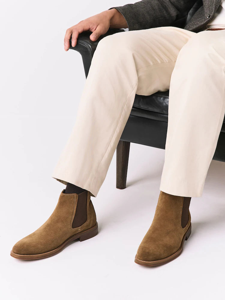 Hellbraun - Chelsea-Stiefel aus Veloursleder