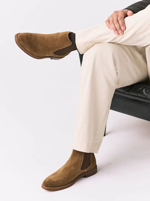 Hellbraun - Chelsea-Stiefel aus Veloursleder