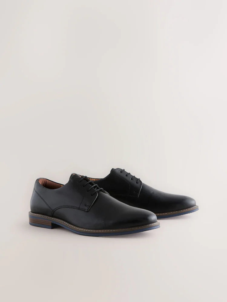 Black - Standard Fit - Derby shoes with navy blue contrast sole