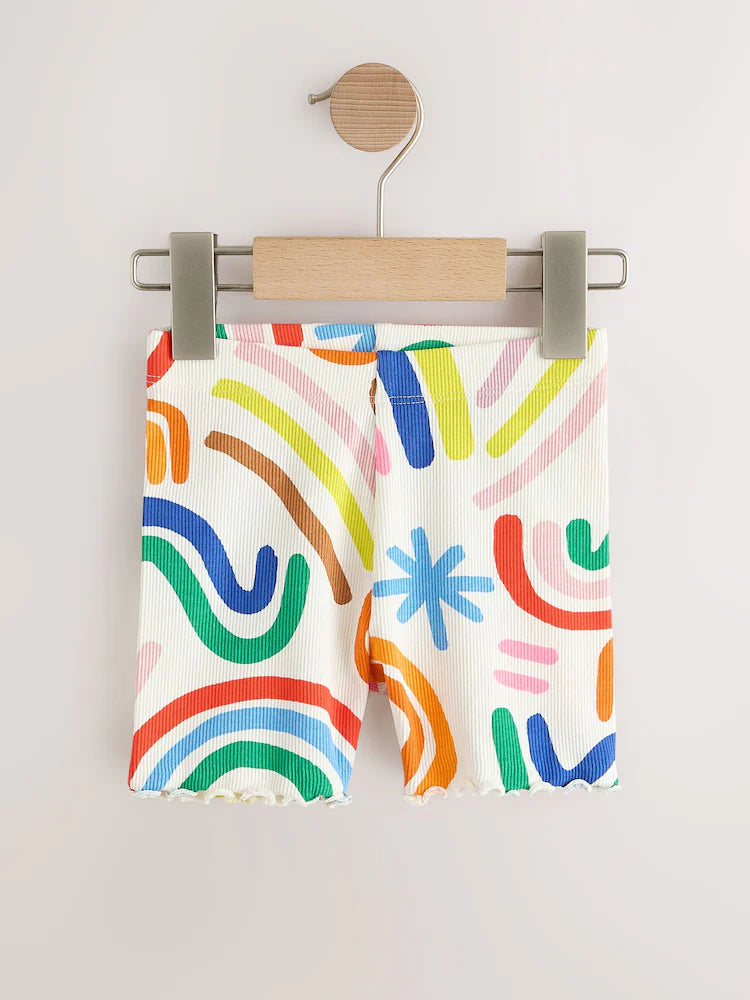 Rainbow-colored cycling shorts in a 5-pack
