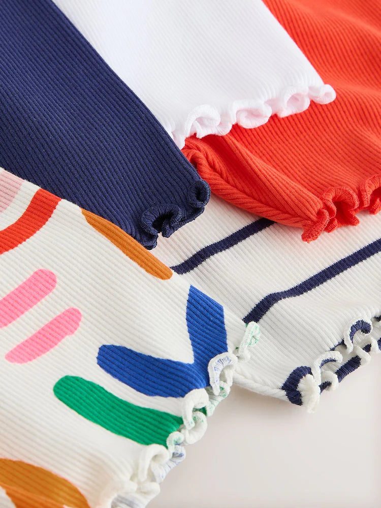 Rainbow-colored cycling shorts in a 5-pack