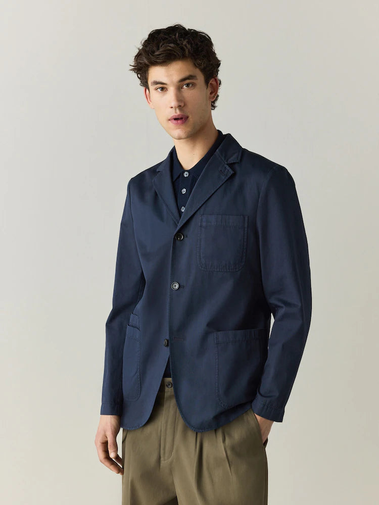Navy blue/blue - Piece-dyed blazer with linen