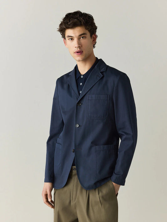 Navy blue/blue - Piece-dyed blazer with linen