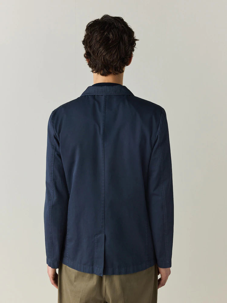 Navy blue/blue - Piece-dyed blazer with linen