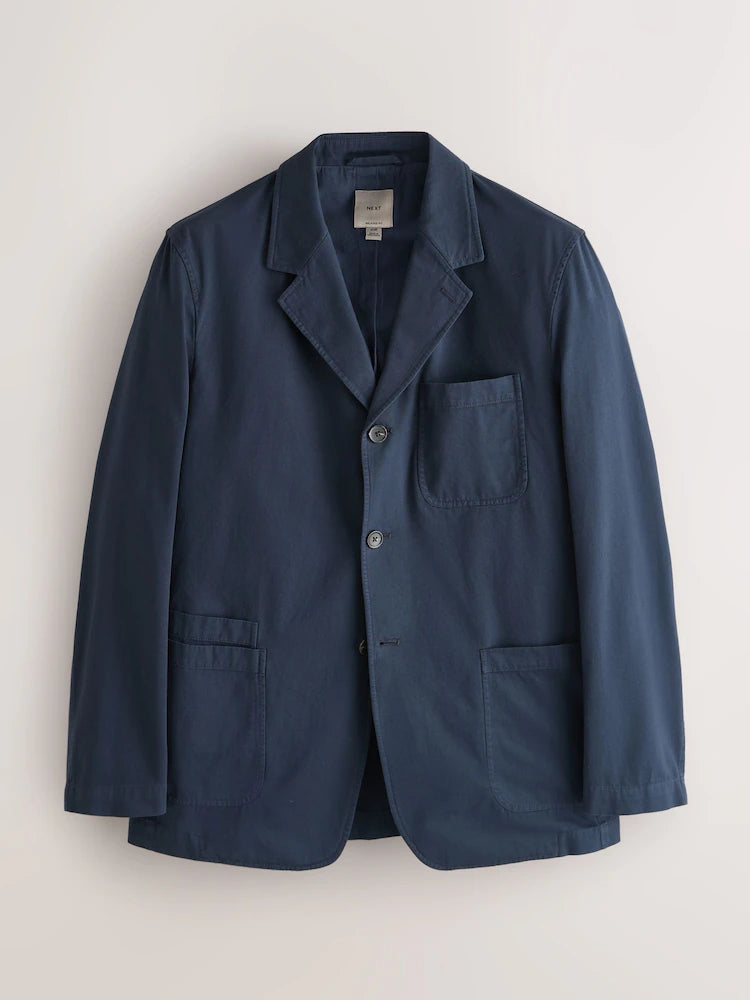 Navy blue/blue - Piece-dyed blazer with linen