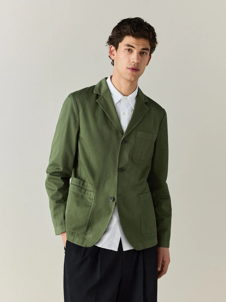 Green - piece-dyed blazer with linen