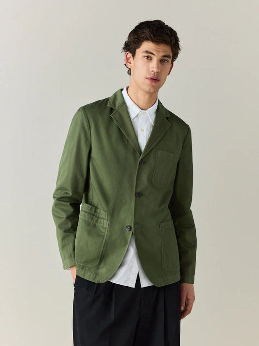 Green - piece-dyed blazer with linen