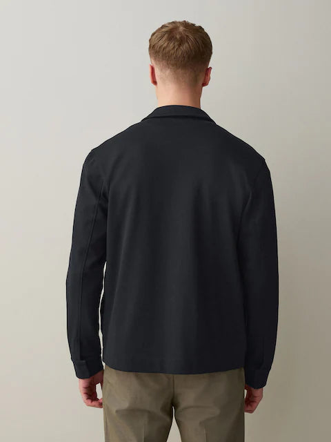 Black - N. Premium jersey shacket with full-length zipper