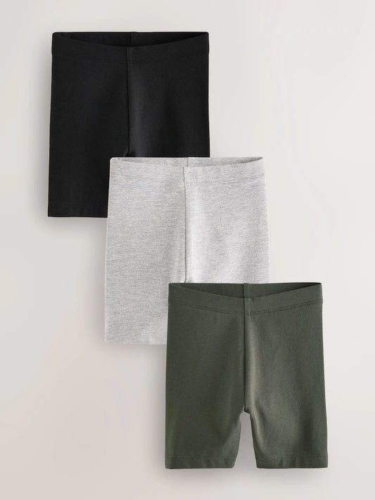 Black/Khaki/Grey - Cycling shorts in a 3-pack (3 months–3 years)