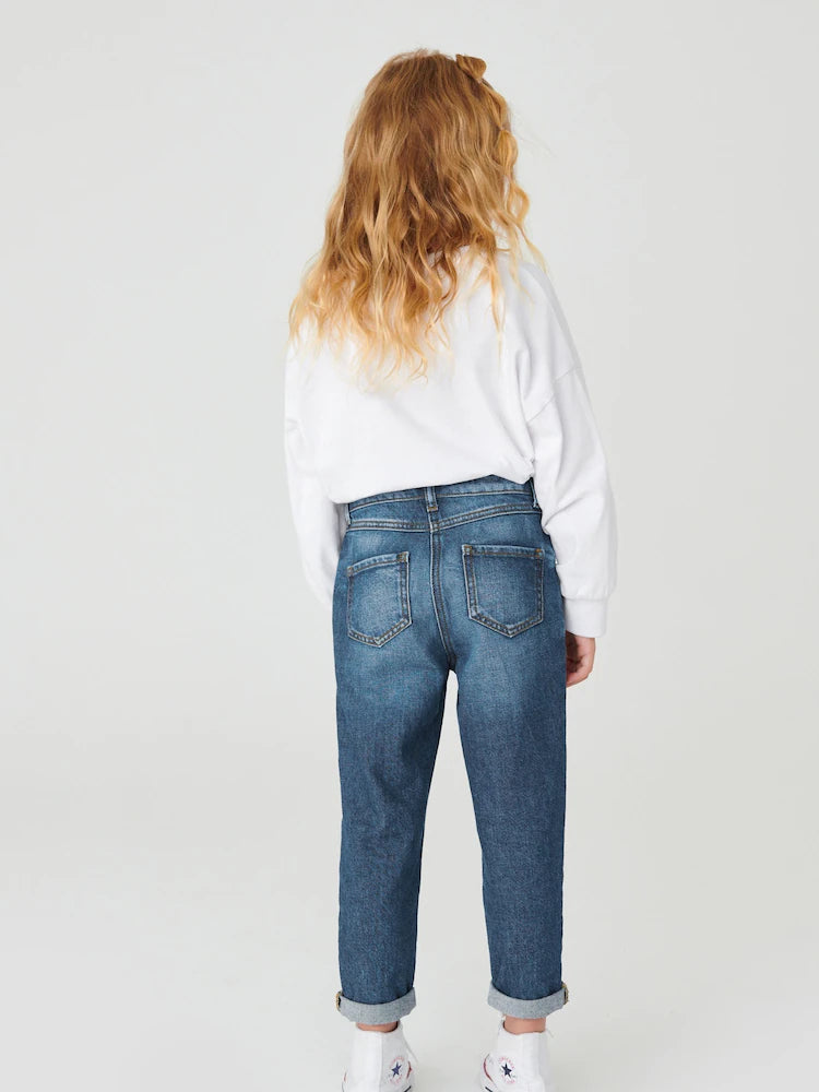 Denim, medium blue - Mom jeans made from 100% cotton (3-16 years)