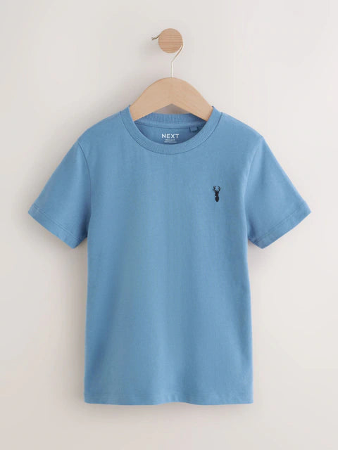White/Blue/Green/Black/Purple - Small short-sleeved graphic T-shirts in a pack of 5