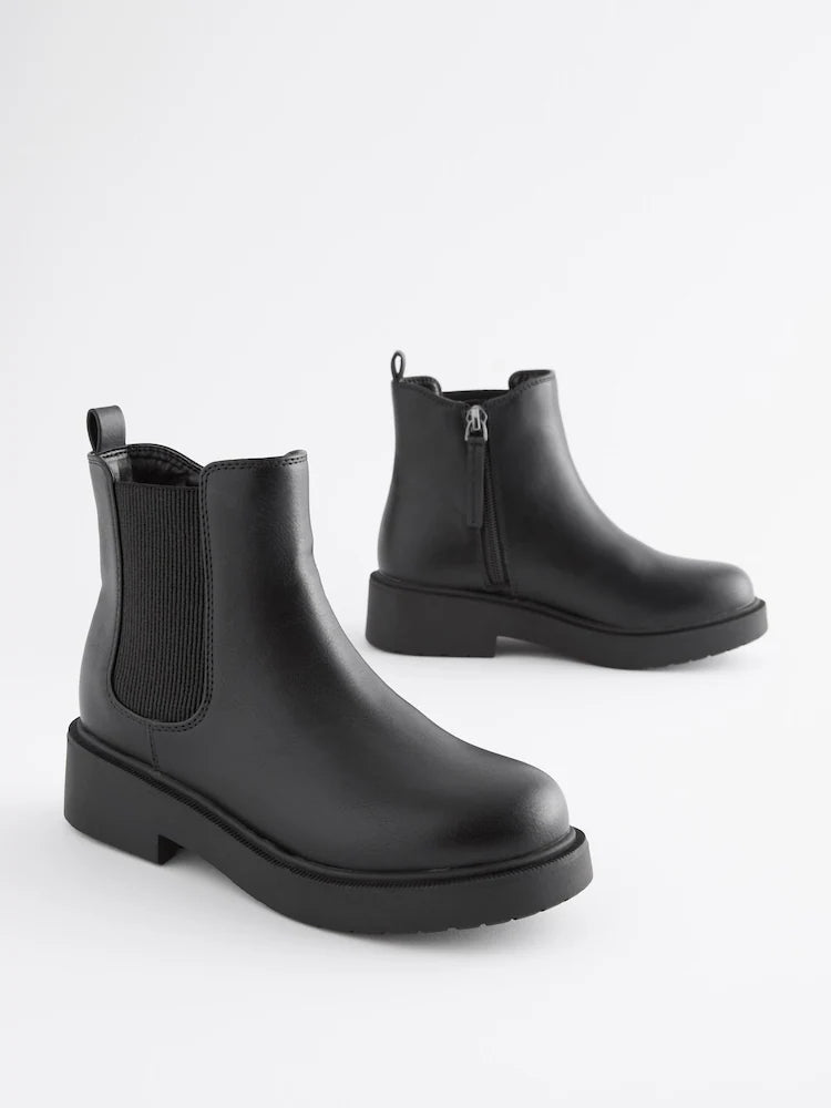Matte black Chelsea boots