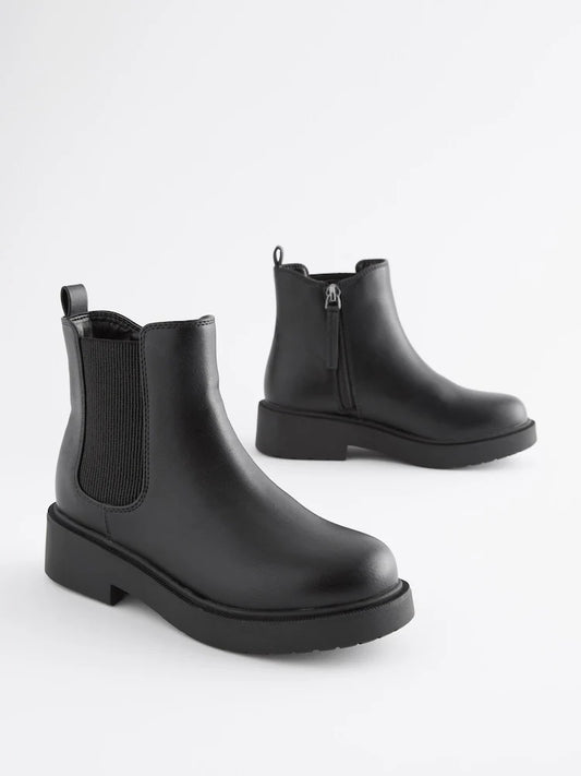 Matte black Chelsea boots