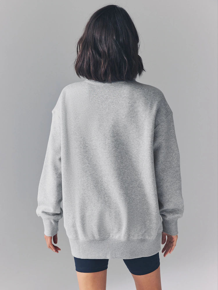Dunkelgrau meliert - Nike Oversize-Sweatshirt mit kleinem Swoosh-Logo