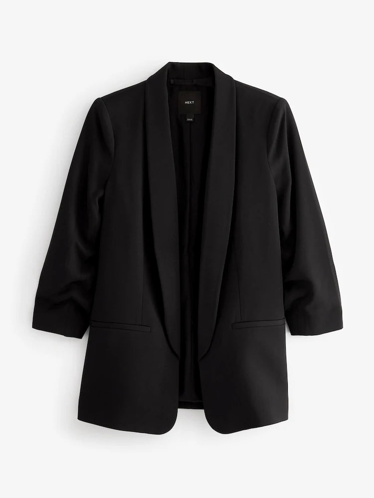 Black - Relaxed blazer with gathered sleeves