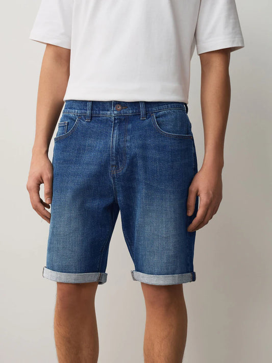 Blau - Gerade Passform - Denim-Shorts mit Stretchanteil