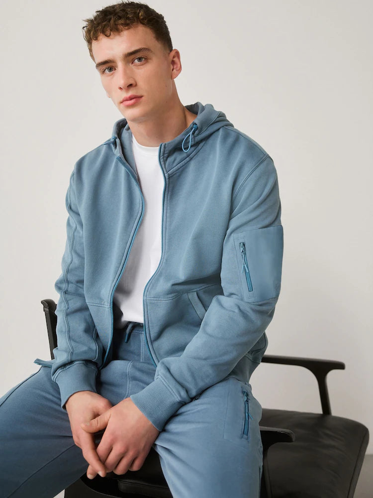 Blue - Zip-up jacket - utility hoodie