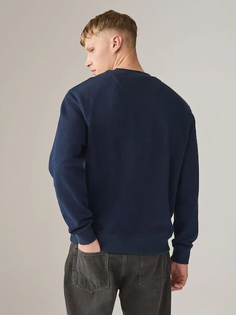 Navy Blue/Khaki Green Lightweight Cotton Rich Jersey Crew Sweatshirt 2 Pack