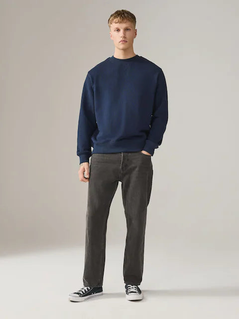 Navy Blue/Khaki Green Lightweight Cotton Rich Jersey Crew Sweatshirt 2 Pack