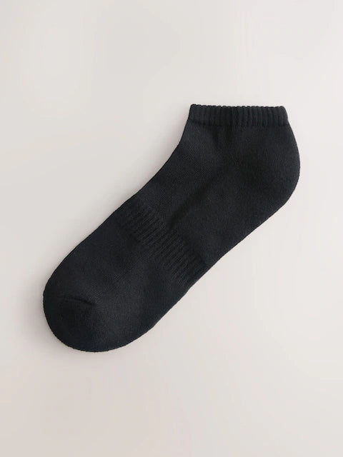 Black - Cushioned Sports Trainer Socks 6 Pack