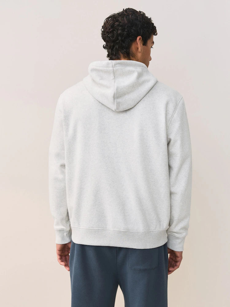 Heather grey hoodie with full-length zipper