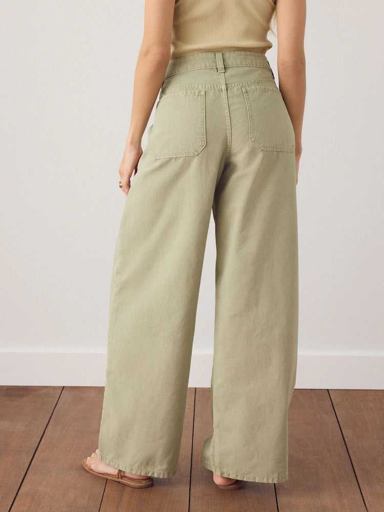 Khaki Green Lightweight Denim Utility Jeans
