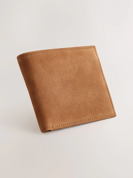 Light brown - Double-folded wallet made of nubuck leather