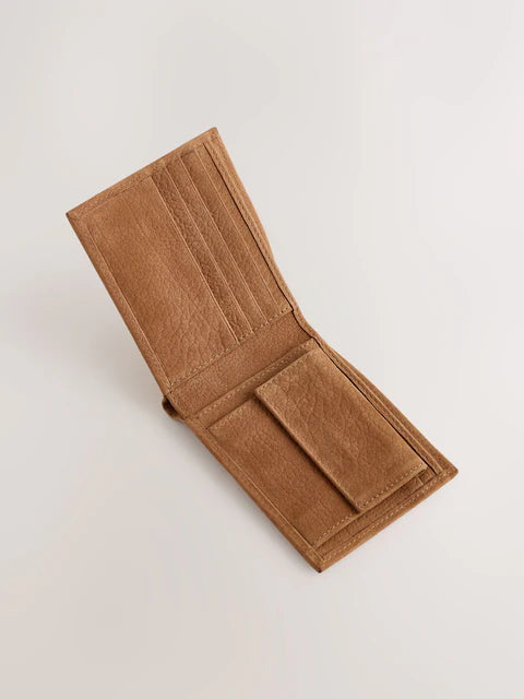 Light brown - Double-folded wallet made of nubuck leather