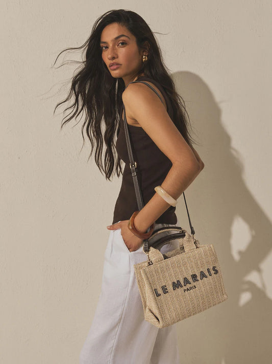 Neutral Le Marais - Shoulder bag in raffia look