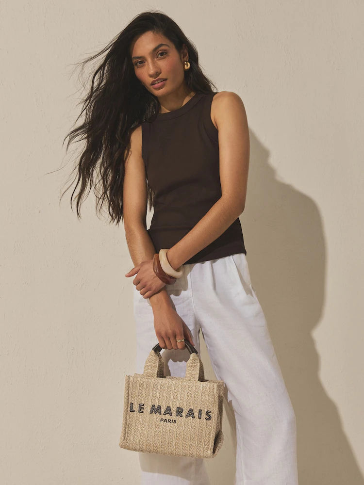 Neutral Le Marais - Shoulder bag in raffia look