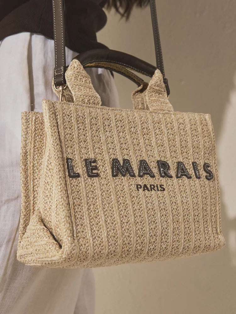 Neutral Le Marais - Shoulder bag in raffia look