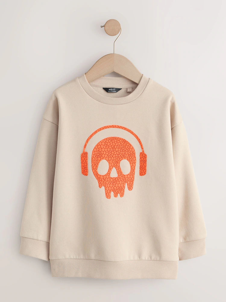 Beton-Schädel-Design - Grafik-Sweater mit Rundhals (3–16Jahre)