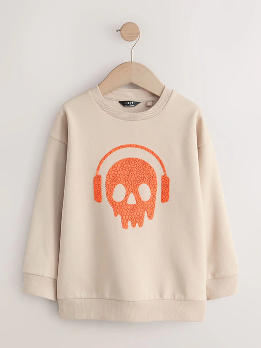 Beton-Schädel-Design - Grafik-Sweater mit Rundhals (3–16Jahre)