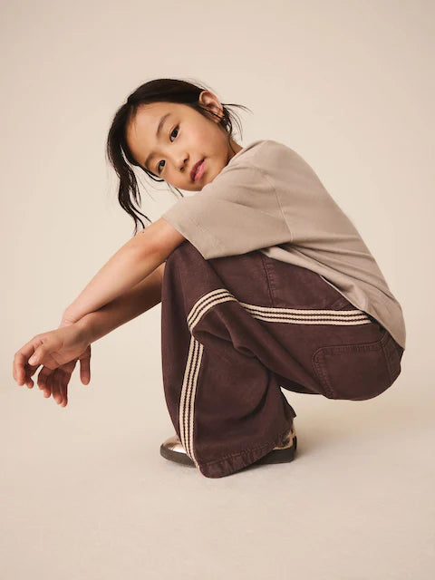 Chocolate brown wide-leg pull-on trousers