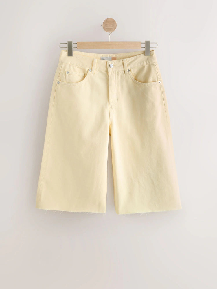 Buttergelb - Jort knielange Denim-Shorts