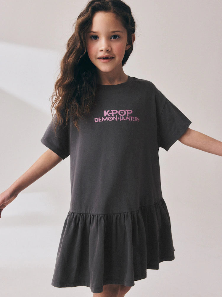 Anthracite Grey - KPOP Demon Hunters T-Shirt Dress (6-16 years)