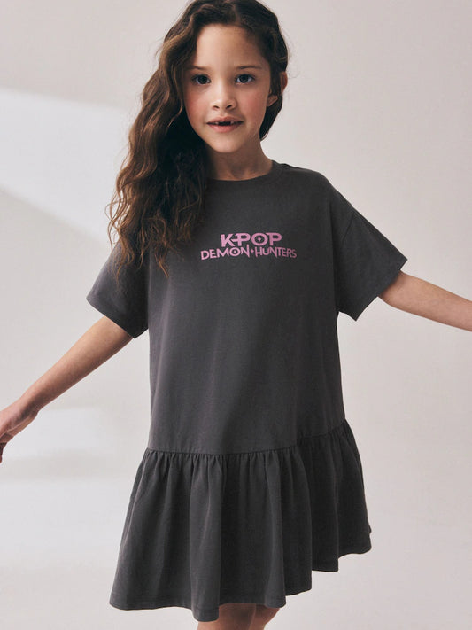 Anthracite Grey - KPOP Demon Hunters T-Shirt Dress (6-16 years)