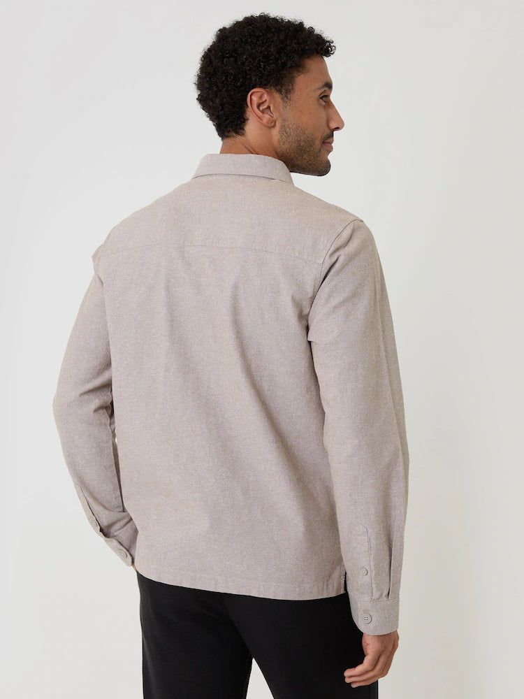 Brown - Threadable lightweight linen blend shacket