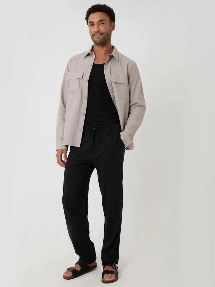 Brown - Threadable lightweight linen blend shacket