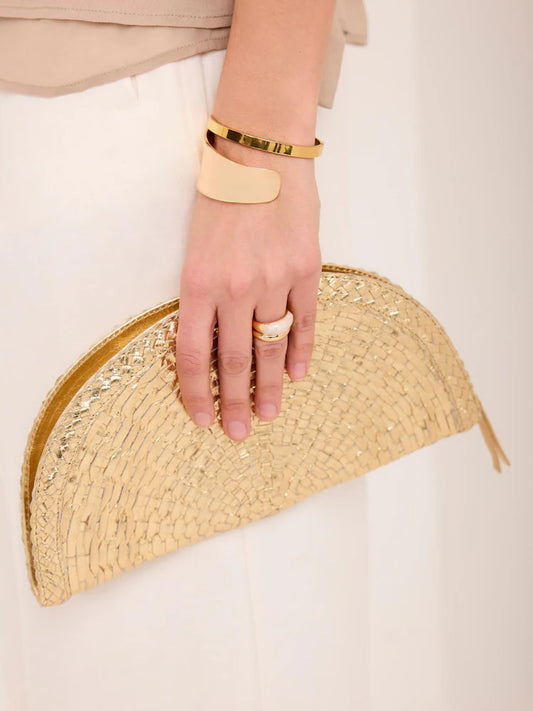 Gold - Mint Velvet Bea Leather Woven Purses