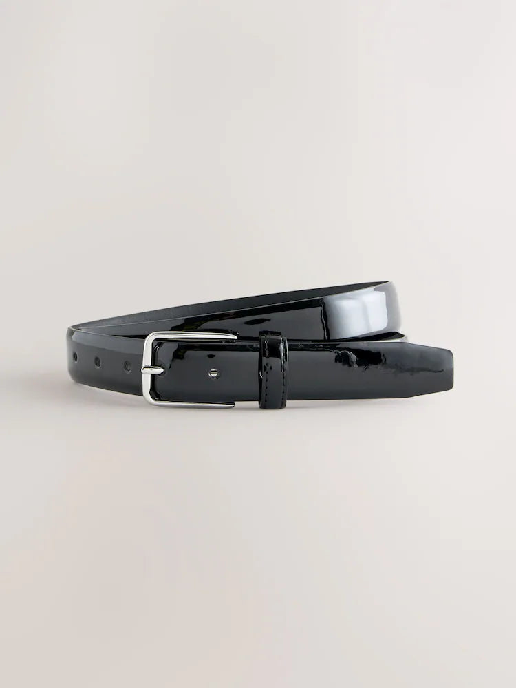Black lacquered formal belt