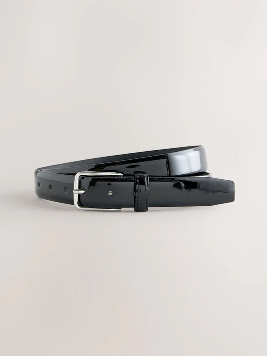 Black lacquered formal belt