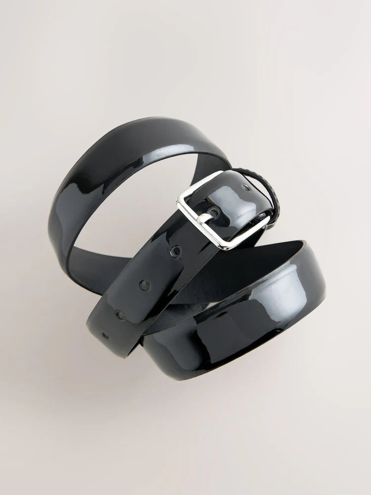 Black lacquered formal belt