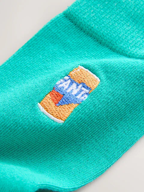 Orange/Yellow/Pink - Fanta Embroidered Socks 4 Pack