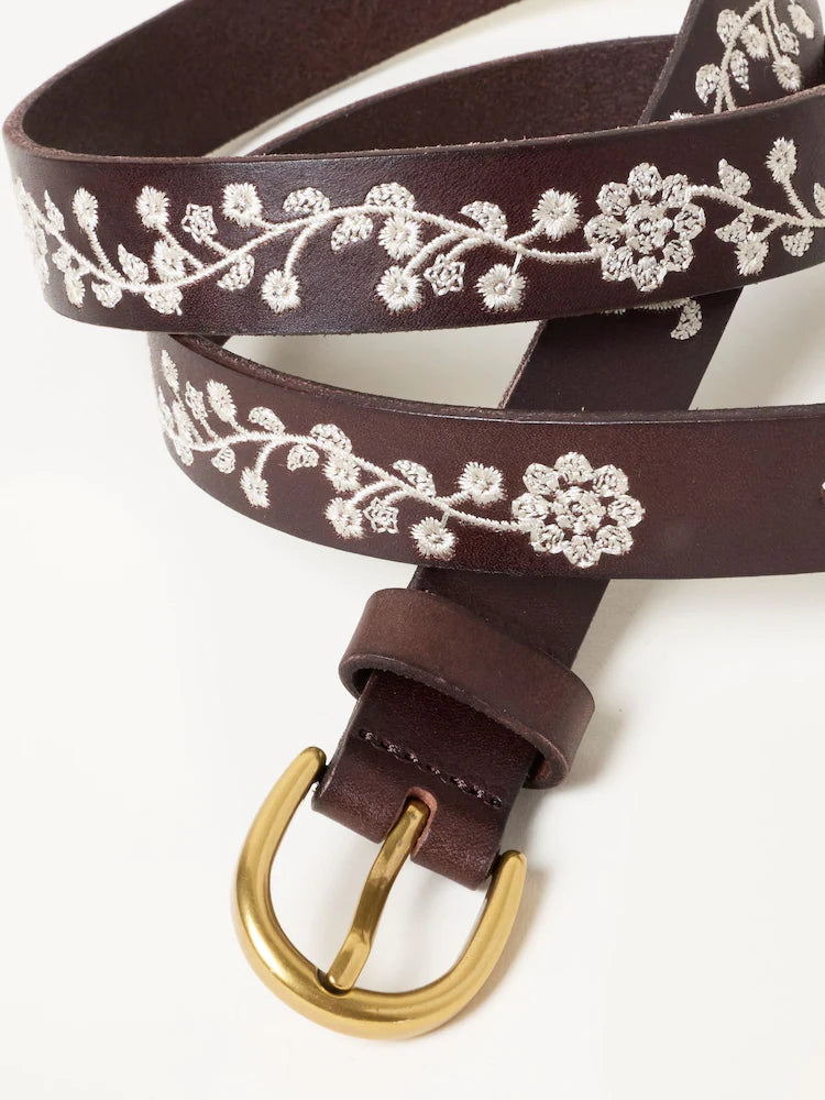 FatFace belt with floral embroidery