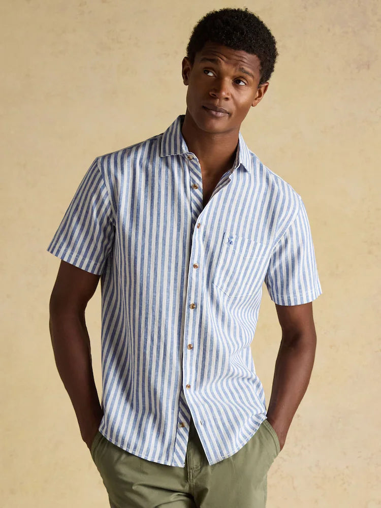Striped, blue and white - Joules short-sleeved shirt in a linen blend