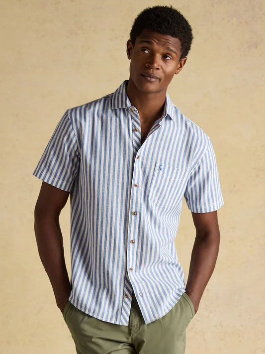 Striped, blue and white - Joules short-sleeved shirt in a linen blend